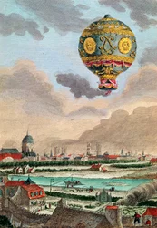 Vue depuis la terrasse de Monsieur Franklin à Passy du premier vol sous la direction de Monsieur de Montgolfier, 21 novembre 1783